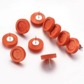 Orange wooden earring studs with 12mm silver pin bases for DIY jewelry making - Reddish Brown with Earring Backs