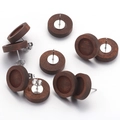 Dark brown round wooden earring base with 12mm setting and silver metal posts for DIY jewelry - Dark Brown with Earring Backs