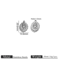Silver stainless steel sacred heart charm with cross and dimensions of 20.6x13.6mm - Steel Cross Heart