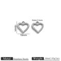 Silver stainless steel heart charm for DIY jewelry with textured finish 18x16mm - Silver Tone Embossed Heart Pendant