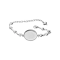 Silver stainless steel heart chain bracelet with 20mm round bezel tray for DIY jewelry - Heart