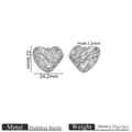 Silver stainless steel heart charm with lava texture for DIY jewelry making 2.35g - Steel Hammered Heart