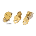 Three-angle macro view of 10mm gold plated stainless steel clip-on earring base for DIY - Without Loop / 10mm / Gold