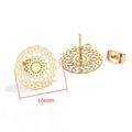 16mm goldene Ohrstecker aus Edelstahl mit hohlem Blumenmuster und Schmetterlingsverschluss DIY - Gold-11