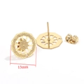 Böhmischer vergoldeter Edelstahl-Ohrstecker mit hohlem Blumenmuster und 13mm Durchmesser - Gold-8