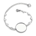 Bracelet en acier inoxydable argenté avec support rond 20mm et breloques cœur - Style Cœur (2)
