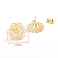 Goldene 17mm hohle Blumenohrring-Basiskomponenten mit Steckern für DIY-Schmuckherstellung - Gold-4