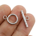 Fermoir à bascule OT en acier inoxydable pour bracelets et colliers avec placage argent 18K - Acier