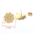 Goldene böhmische Ohrring-Basis mit 17,5 mm Mandala-Hohlmuster und Schmetterlingsrücken - Gold-9