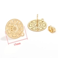Goldene 15mm böhmische hohle Ohrringbasis mit Steckern und Schmetterlingsverschlüssen - Gold-10