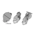 14mm silver stainless steel ear clip base component for DIY jewelry making - Without Loop / 14mm / Steel