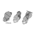 Set of three silver-plated 10mm round ear clip converters for DIY jewelry making - Without Loop / 10mm / Steel