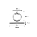 Detailed macro view of stainless steel OT toggle clasp set with precise measurements - Fine Polished Toggle Clasp Style (10)