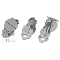 Set of three 12mm silver stainless steel ear clip converters for DIY jewelry making - Without Loop / 12mm / Steel