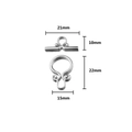 Silver stainless steel OT toggle clasp set for DIY jewelry with size measurements - Textured Design Style (2)