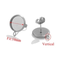 Βάση σκουλαρικιών 10mm από ανοξείδωτο ατσάλι με στρογγυλή στεφάνη για DIY - Κάθετη 10mm / Ασημί