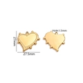Golden heart-shaped stainless steel jewelry pendant with textured bezel edge, 27mm size - 27x27mm / Gold Large Heart