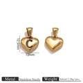 Polished gold stainless steel heart pendant with letter C engraving, 12.5x12mm size - Letter C / Gold