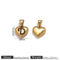 Polished gold stainless steel heart pendant featuring a black serif letter D engraving - Letter D / Gold