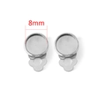 Silver stainless steel 8mm round ear clip trays for DIY earring jewelry making - 8mm / Steel