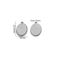 Pendentif ovale en acier inoxydable argenté, dimensions 23,3 mm x 16 mm pour bijoux - Couleur Acier Ovale 23x16mm