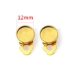 12mm golden stainless steel clip-on earring base with round tray for DIY jewelry - 12mm / Gold