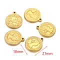 Golden vintage coin pendants with Queen Elizabeth profile in 18mm and 21mm sizes - Pattern Style / Gold
