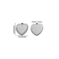 Pendentif en forme de cœur en acier inoxydable poli pour bijoux DIY de 14,3 mm - Couleur Acier Coeur 14x13mm