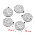 Silver stainless steel queen Elizabeth coin pendant set in 18mm and 21mm sizes - Pattern Style / Silver