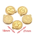 Golden stainless steel coin pendants in 18mm and 21mm sizes with vintage relief - DOS Style / Gold