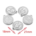 Polished silver stainless steel Queen and Dos Pesos coin pendants in 18mm and 21mm sizes - DOS Style / Silver