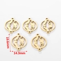 Macro view of gold stainless steel hollow letter charms with precise 19.6x14.3mm dimensions - World Map Style / Gold