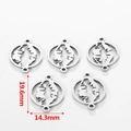 Detail view of 5 hollow world map stainless steel pendants for DIY jewelry making - World Map Style / Silver