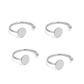 Set di quattro anelli regolabili in acciaio inossidabile argento con basi tonde - 10mm / Stile B-Color Acciaio