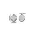 Lot de deux pendentifs ronds en acier inoxydable de 12,5mm pour la création bijoux - Couleur Acier Ovale Large Petit