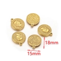Golden stainless steel coin pendants with embossed queen head and floral patterns - Coin 5 Style / Gold