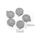 Silver stainless steel coin pendant with 18x15mm dimensions for DIY jewelry making - Coin 5 Style / Silver