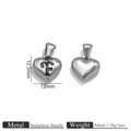 Ciondolo a cuore in acciaio inossidabile con lettera F, charm fai-da-te 12,5x12mm - Lettera F / Color Acciaio
