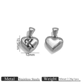 Ciondolo a cuore in acciaio inossidabile argento con incisione lettera K e finitura lucida - Lettera K / Color Acciaio