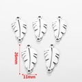 Silver stainless steel leaf charms with hollow veins for DIY jewelry, 26mm by 11mm size - Leaf Style / Silver