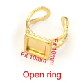 Anello aperto dorato con base quadrata da 10 mm in acciaio inox per gioielli DIY - Oro - Quadrato 10mm