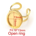 Base per anello regolabile in acciaio inossidabile dorato con castone ovale 18x13mm DIY - Oro - Ovale 13*18mm