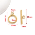 Goldener Edelstahl OT-Knebelverschluss für Schmuckherstellung mit 20mm Abmessungen - 8mm Klein - Gold
