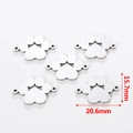 5Pcs stainless steel hollow paw print charms with bone cutout and side holes, 20mm width - Bear Paw Style / Silver