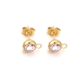 7mm gold-plated stainless steel ball stud earrings with loop for DIY jewelry in pink - Light Pink