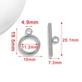 Poliertes Edelstahl Knebelverschluss Set in Silber für DIY Schmuck Armbänder Ketten - 11mm Mittel - Stahl