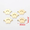 Golden stainless steel cat paw jewelry charm with dual loops measuring 20.6 by 15.7 mm - Bear Paw Style / Gold