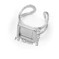 Base per anello regolabile in acciaio inox con vassoio quadrato 10mm per gioielli fai da te - Acciaio - Quadrato 10mm