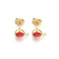 7mm gold stainless steel ball stud earrings with red crystal and DIY hanging loop - Red