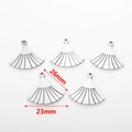 Five ginkgo leaf shaped stainless steel charms for DIY jewelry 26mm by 23mm silver - Fan Style / Silver